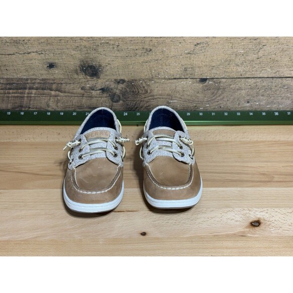 NEW SPERRY ROSEFISH BOAT SHOE WOMEN'S 5.5 TAN LINEN SPARKLE MEMORY FOAM STS83339 - Picture 6 of 10